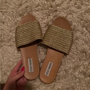Steve Madden Gold Slide Sandals